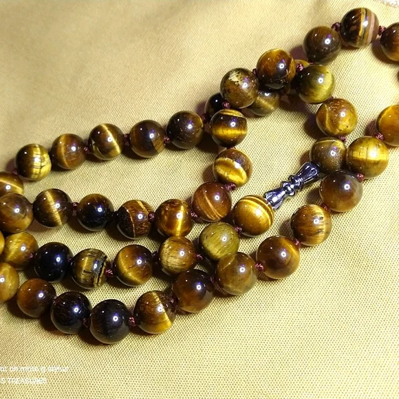 MEN'S TIGER'S EYE 18" NECKLACE. *GOLDEN BROWN* LIKE A BREEZE, PLEASE READ BELOW. - Picture 2 of 4